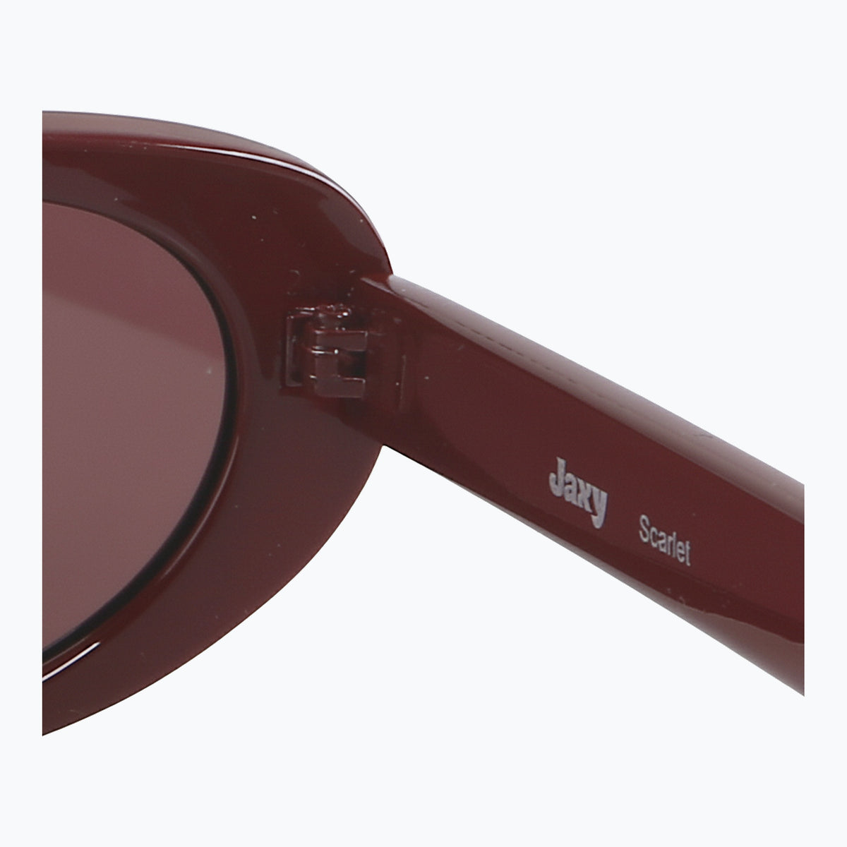 Jaxy Scarlet Oval sunglasses — name view #Color_Burgundy