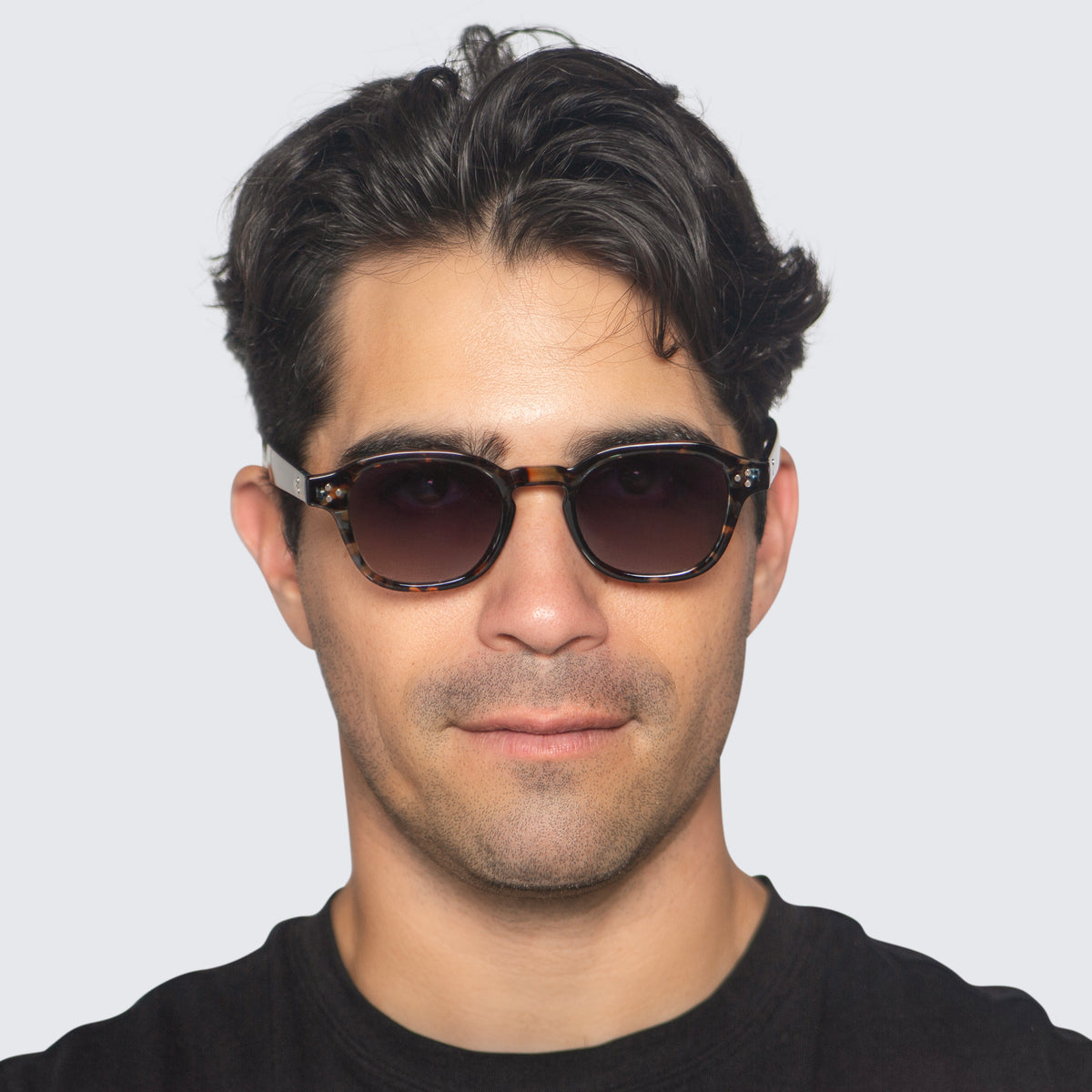 Jaxy Westside Square sunglasses — worn view #Color_Blue multi