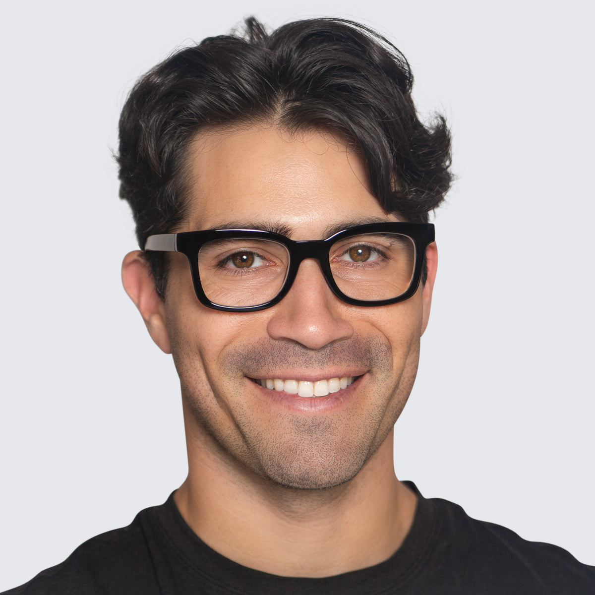 Jaxy Tempo Square sunglasses — worn view #Color_Black