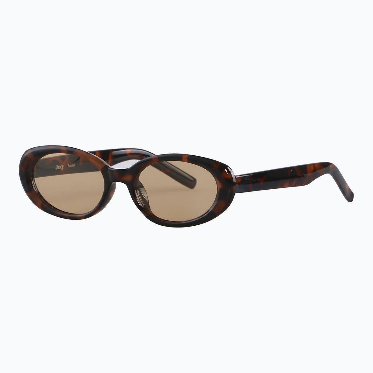 Jaxy Scarlet Oval sunglasses — side view #Color_Antique tort