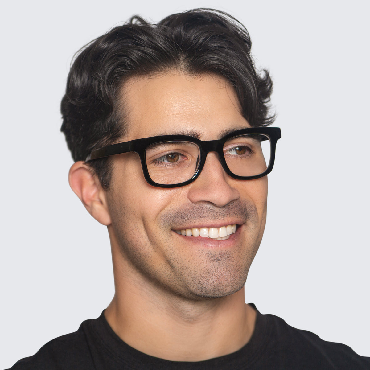 Jaxy Tempo Square sunglasses — worn view #Color_Black