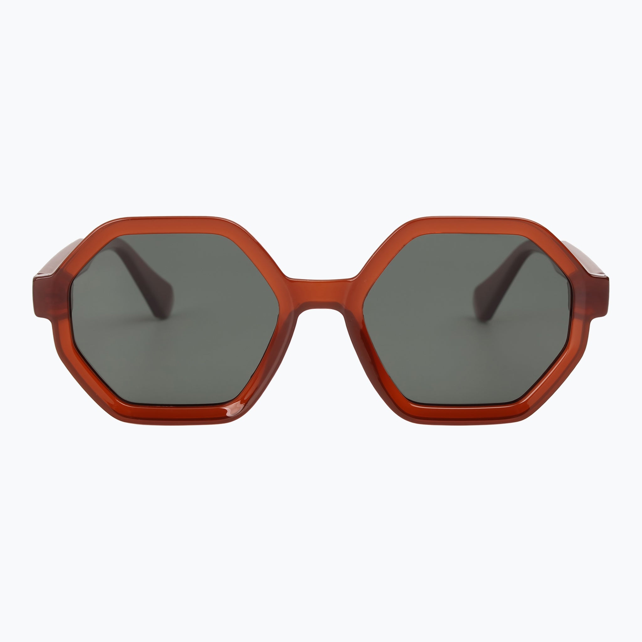 Jaxy The Hex in Brown — Geometric Polarized sunglasses