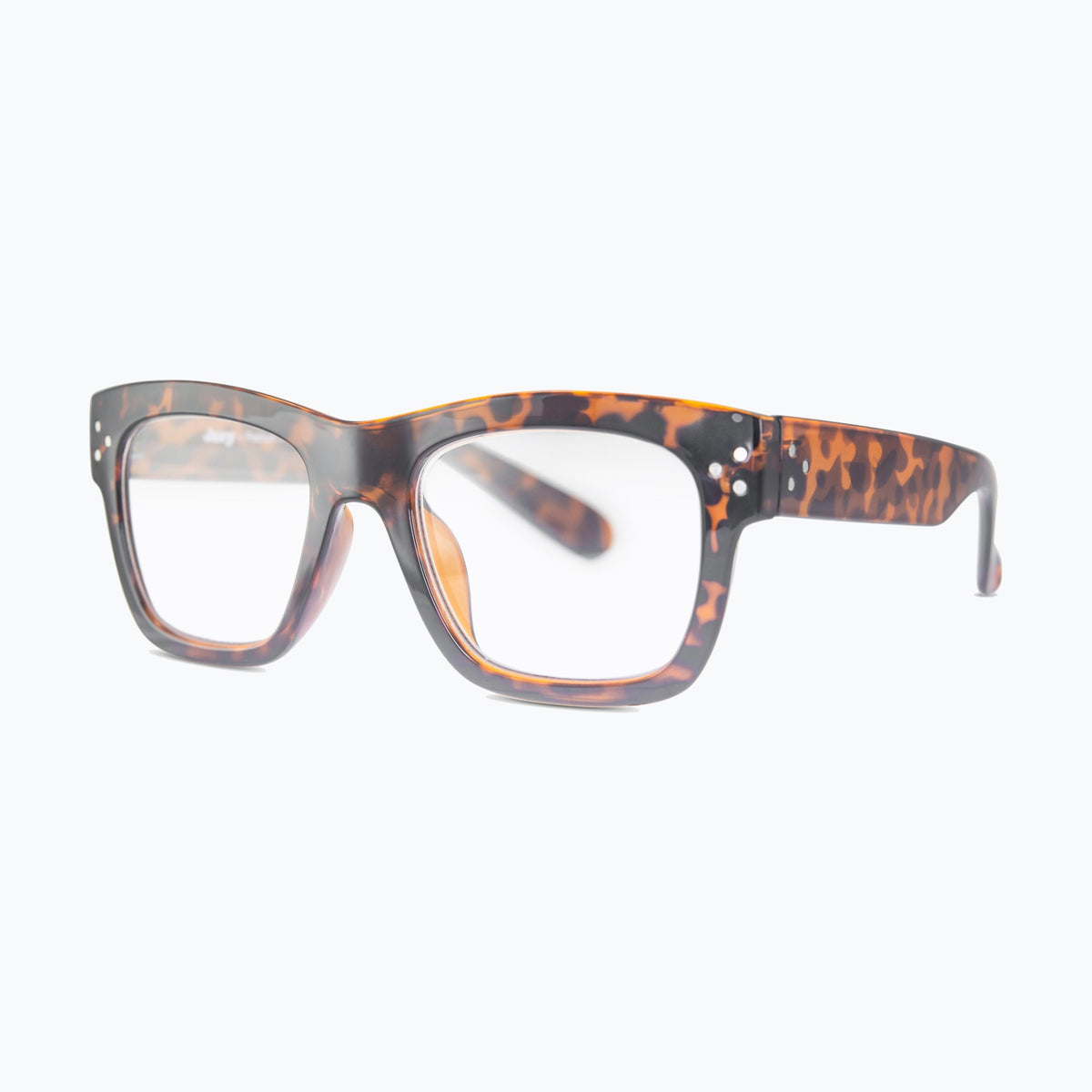 Jaxy Podium Blue Light Glasses Rectangle sunglasses — side view #Color_Tortoise / Blue Light