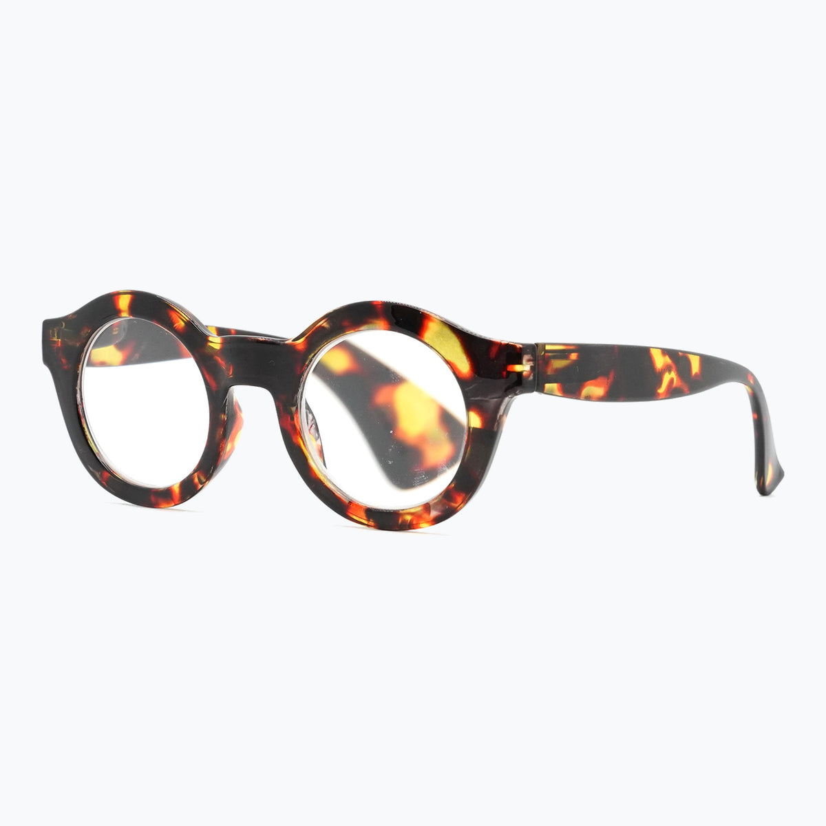 Jaxy Footnote Blue Light Glasses Round sunglasses — side view #Color_Tortoise / Blue Light