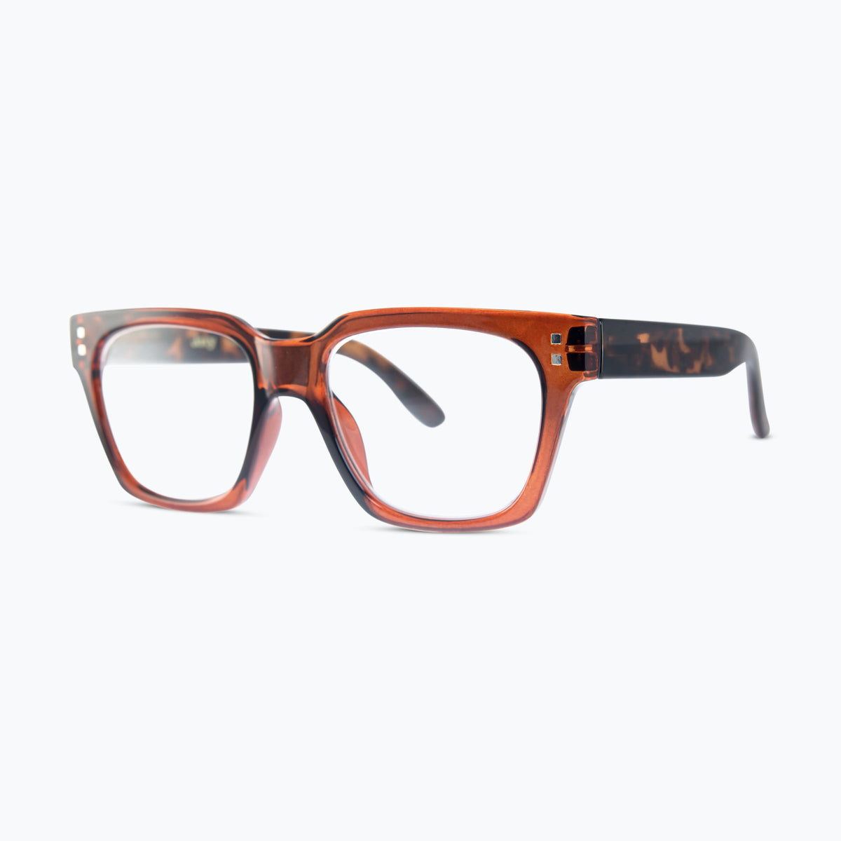 Jaxy Volume Blue Light Glasses Square sunglasses — side view #Color_Brown / Blue Light