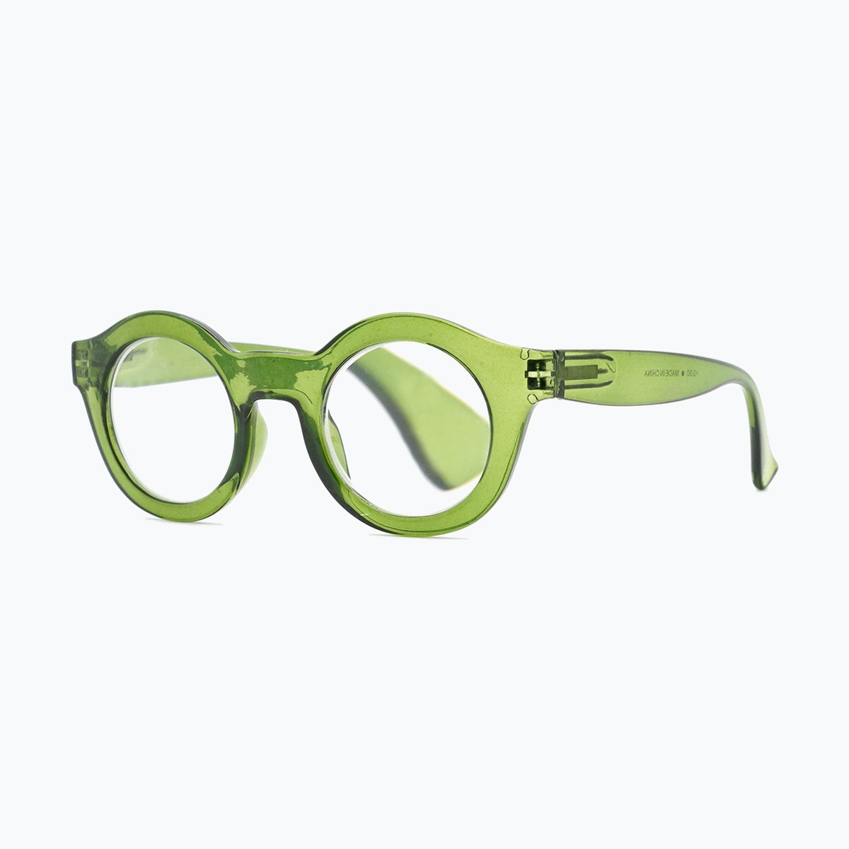 Jaxy Footnote Blue Light Glasses Round sunglasses — side view #Color_Green / Blue Light