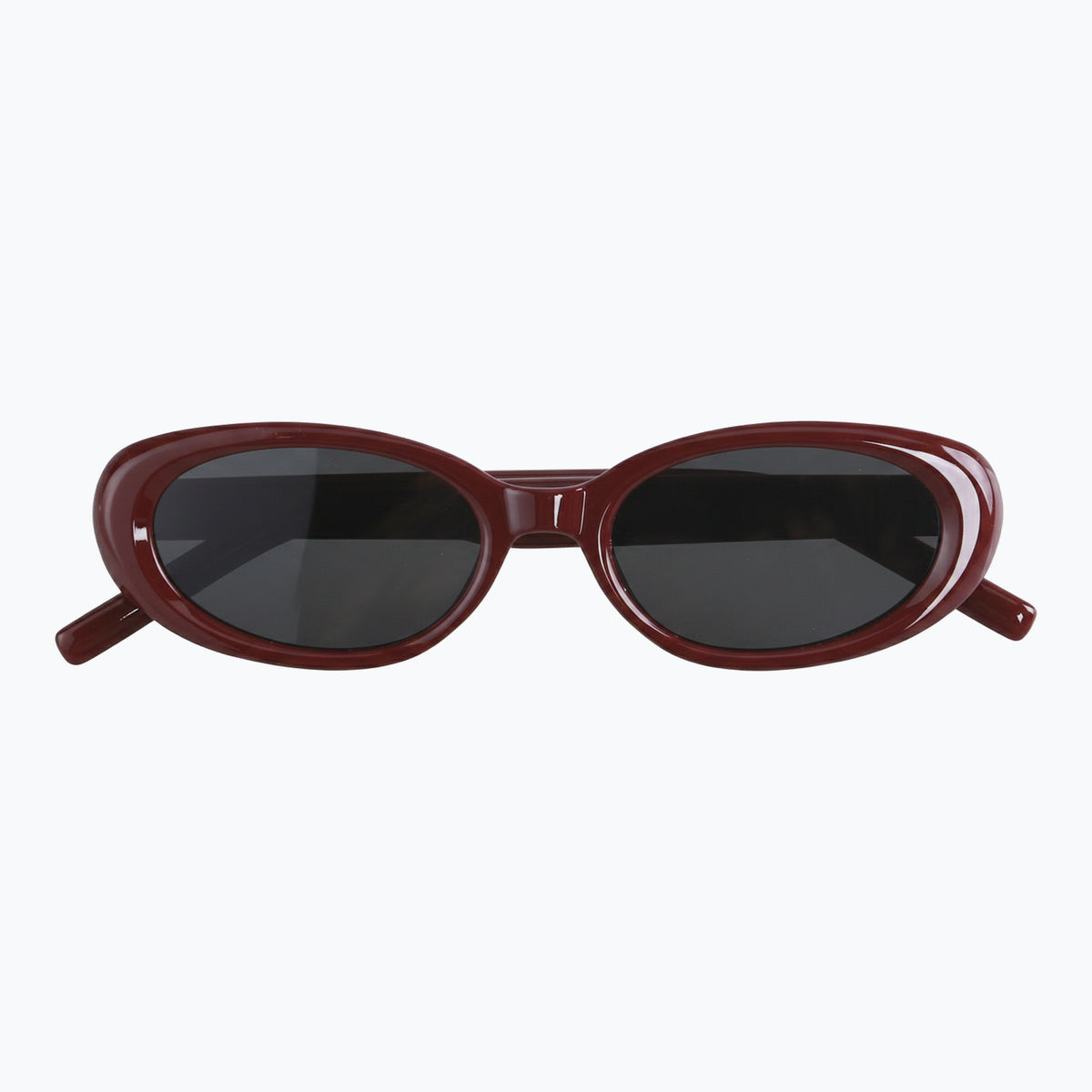 Jaxy Scarlet Oval sunglasses — crossed view #Color_Burgundy