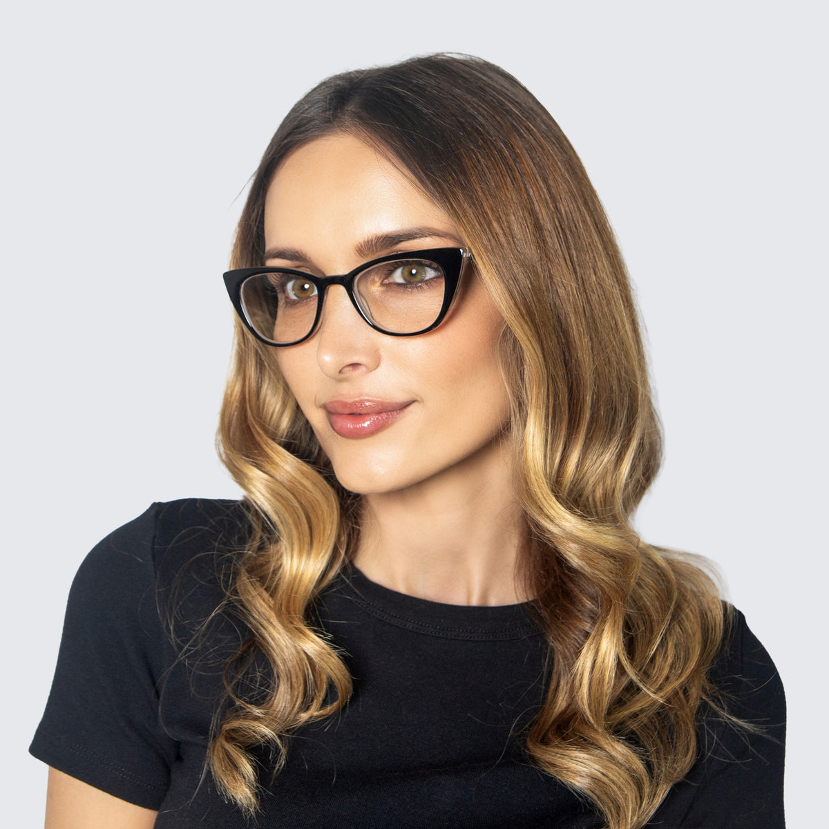Jaxy Plume Cat-eye sunglasses — worn view #Color_Green