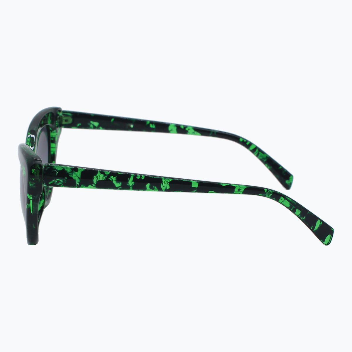 Jaxy Mystique Cat-eye sunglasses — side view #Color_Green tort