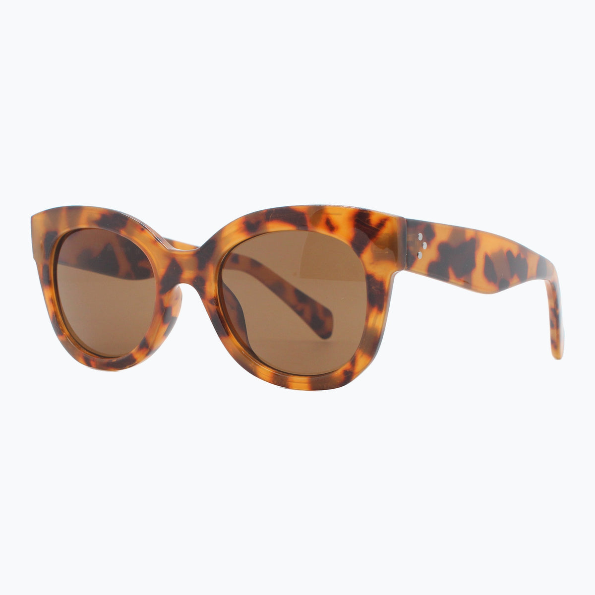 Jaxy Solstice Round sunglasses — side view #Color_Tortoise