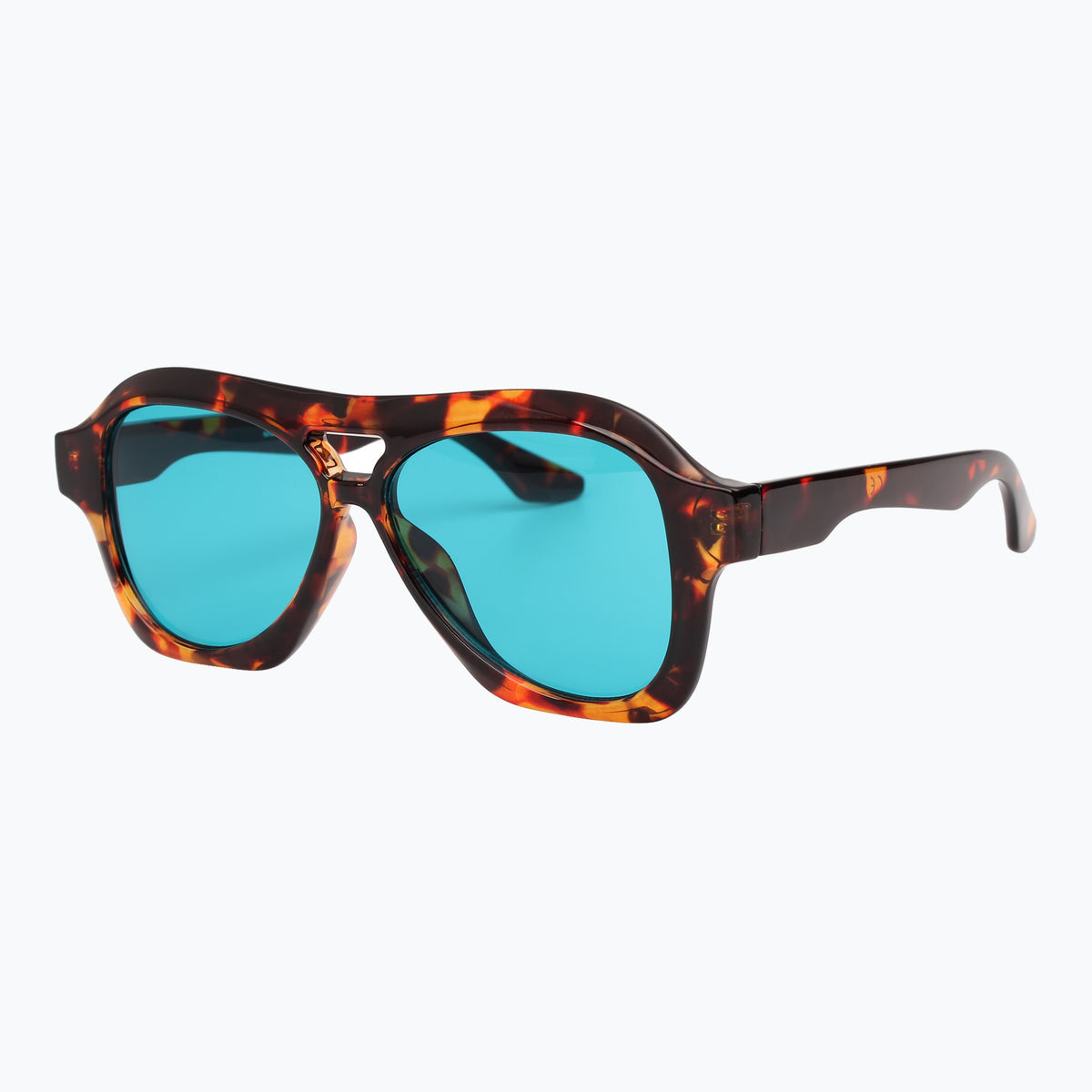 Jaxy Burnout Aviator sunglasses — side view #Color_Tort/Teal