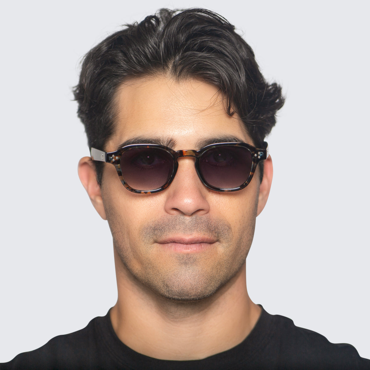 Jaxy Westside Square sunglasses — worn view #Color_Blue multi