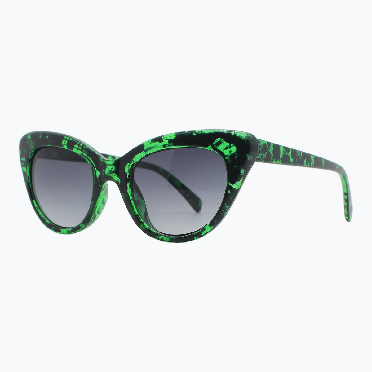 Jaxy Mystique Cat-eye sunglasses — side view #Color_Green tort
