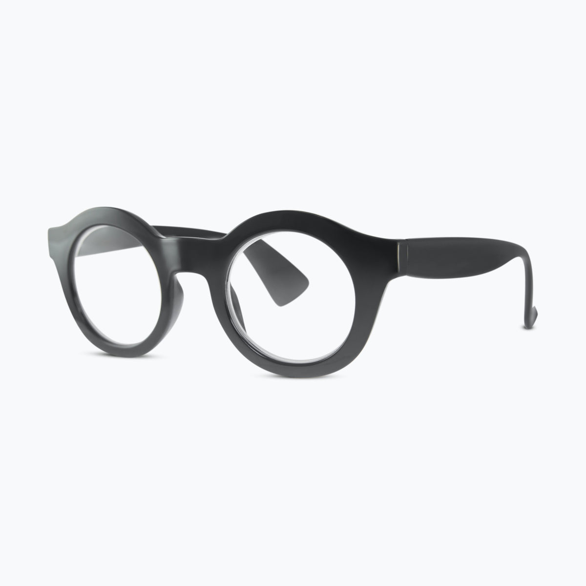 Jaxy Footnote Blue Light Glasses Round sunglasses — side view #Color_Black / Blue Light