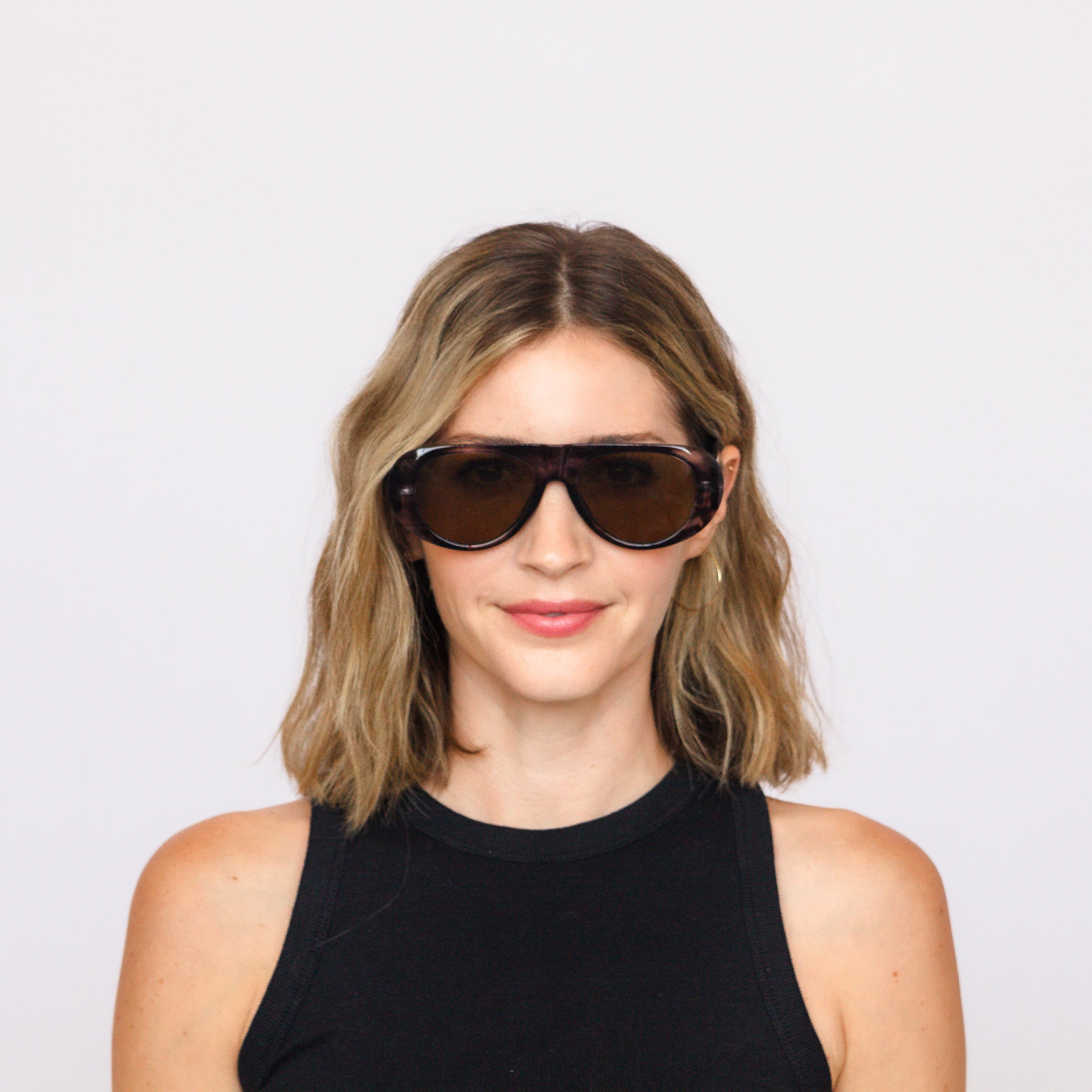 Jaxy The Catalyst sunglasses on model – aviator frame, Jaxy Eyewear