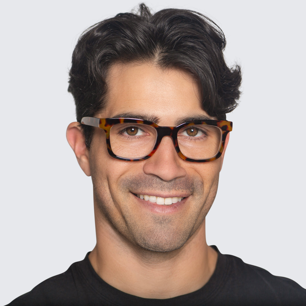 Jaxy Tempo Square sunglasses — worn view #Color_Tortoise