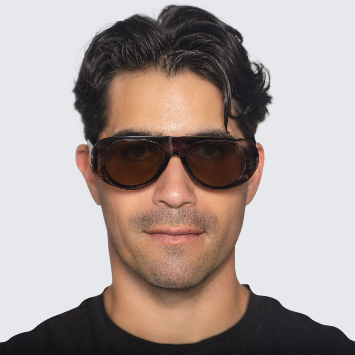 Jaxy The Catalyst Aviator sunglasses — worn view #Color_Grey
